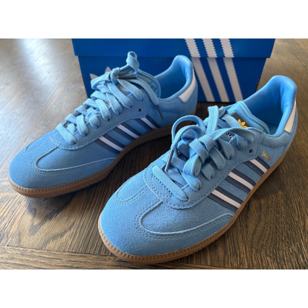 Adidas Samba OG Light Blue Suede Gum Sole Sneakers IH6827 Mens 6.5 Womens 7.5